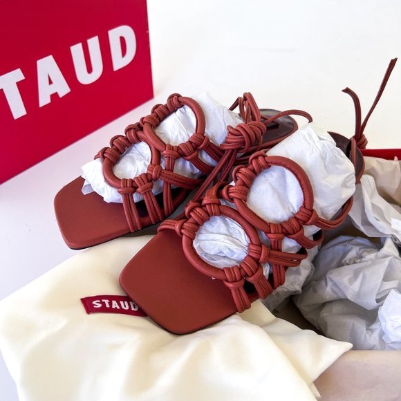 $325 NWT STAUD Adeline Leather Lace-Up Sandals Sz 7 - Picture 3 of 6